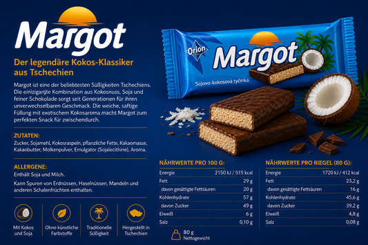 🥥 Margot – Der berühmte Kokos-Riegel, den fast jeder Tscheche kennt.