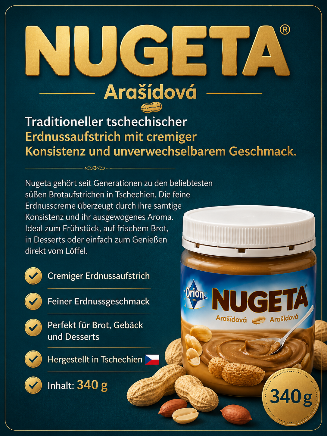 Nugeta Arašídová – Samtig-cremiger Erdnussaufstrich mit unverwechselbarem Geschmack