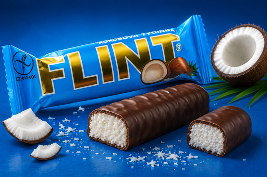 Flint Kokos – Saftiger Kokosriegel in zarter Zartbitterschokolade 🥥🍫🇨🇿
