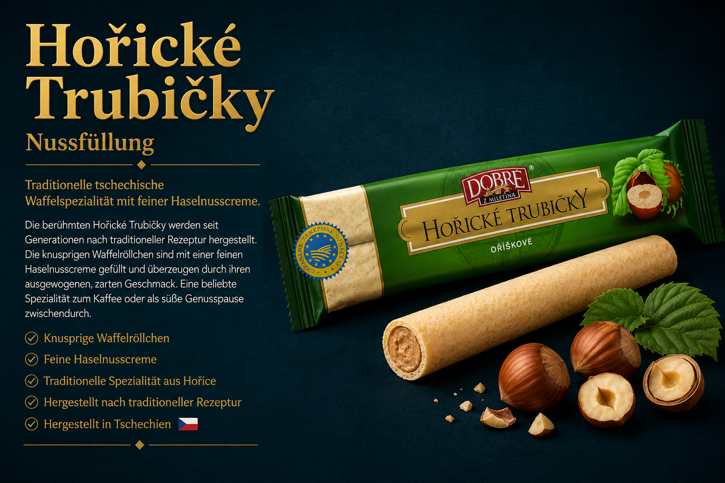 Hořické Trubičky Oříškové – Die berühmte tschechische Waffelspezialität mit Haselnusscreme 🌰🇨🇿