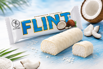 Flint Kokos – Saftiger Kokosriegel mit weißer Glasur 🥥🤍🇨🇿